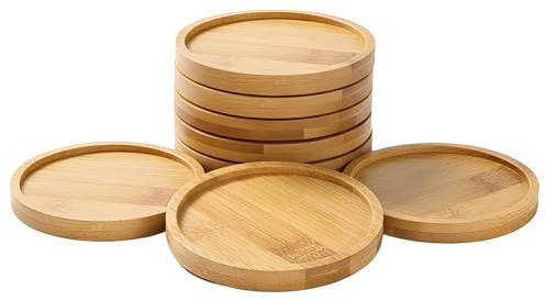 Bamboo Coasters for Crafts, 10 Pcs 3.7 Round Mosaic Blanks