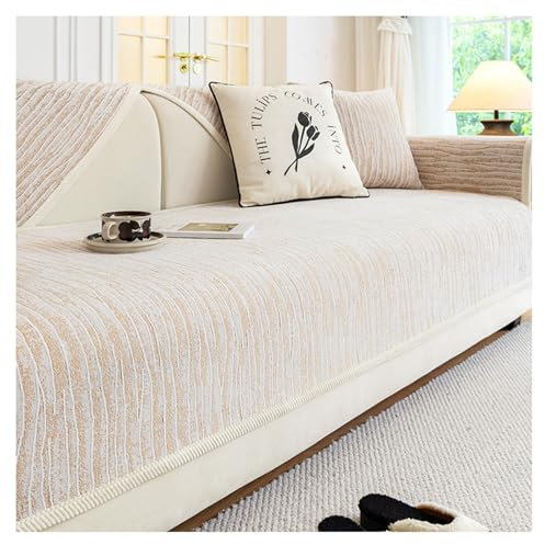 FYFWPA Couch Überzug Weiche Chenille Sofabezug: Anti Rutsch Vintage Sofa Überzug für U Form L Form Sektionssofa Dicke Strukturierte Sofaschoner für 1 2 3 4 Sitzer Sofa(Golden caffee,70 * 70cm)