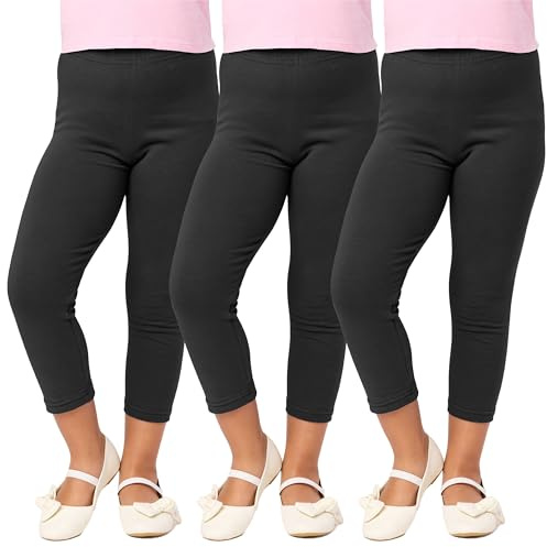 Merry Style Mädchen 3/4 Leggings aus Baumwolle MS10-226 (Schwarz 3-er Pack, 152 cm)