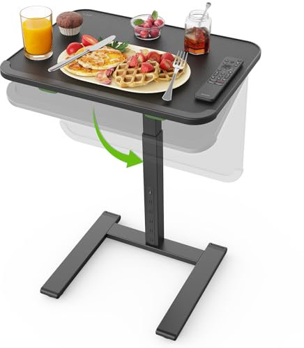 SAIJI Mobile TV Tray Table, Heavy Duty Metal TV Trays for Eating on Couch, Height & Angle Adjustable Desk for Bed, Sofa, Recliner, Portable Small Foldable Tables