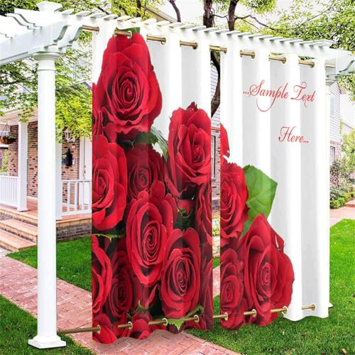 Surwin Imprimé Rose Rideaux d'Extérieur Imperméables,Rideau Occultant Lot de 2 avec œillet Haut et Bas,Isolation Thermique Décoration de Jardin,Store Pergola pour Jardin,Tonnelle (Rose,137x243cm)