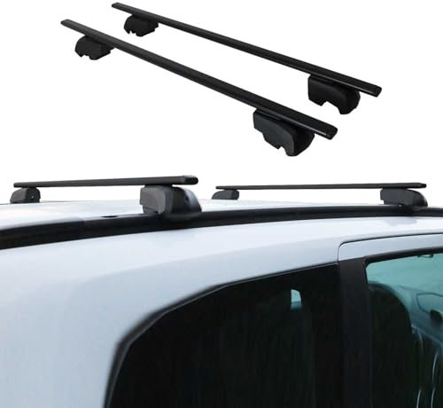 OMAC Dachträger Grundtäger kompatibel mit Opel Zafira B 2005-2011 Metall 75kg Schwarz 2tlg Geschlossene Reling für Fahrradträger, Dachboxen, Skiträger Abschließbar