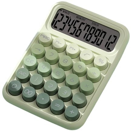 Mechanical Calculator, Big Button Anti-Slip Desktop Calculator with Cute Keyboard Style, Ergonomic HandheldCalculator for Students, Kids Learning, or Everyday Math Use, Green