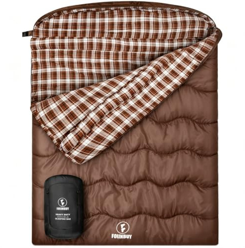 FORINBUY vinter dubbel flanell sovsäck för vuxna – sovsäck 2 personer utomhus varm filt sovsäck, Queen size – perfekt för familjer camping och RV-resor 230 x 150 cm