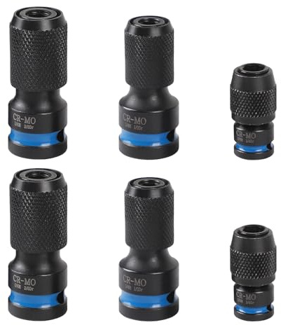 CPROSP 6 Stück Schlagschrauber Bit Adapter, 1/4” -Werkzeugaufnahme für 1/2” 3/8” 1/4” Schlagschrauber, CrMo-Stahl Bithalter Stecknuss Adapter, Bithalter für Schlagschrauber, Schnellverschluss