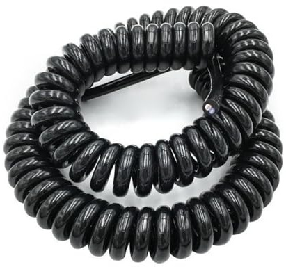 Spiralkabel Flex Curly Spring Cord, 2-adriges, einziehbares Spiralstromkabel, schwarz, 0,5–7,5 Meter, 14/17/20/24 AWG(2 Core 14awg,Line length 2.5meter)