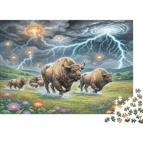 Amerikanischer Bison 1000 Stück HochwerTiger Karton Sturm-Bison Puzzle-Box-Set Für Familien Liebhaber Spaß Und Herausforderndes Familienspiel Für Valentinstagsgeschenke Top-bewertet 52x38cm/1000pcs