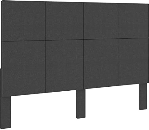 Tomostar Tête de lit, Armoire Tête de lit sur Pied Meuble de Chambre à Coucher Gris foncé Tissu 180x200 cm