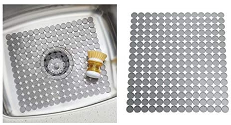 iDesign Orbz Salvaplatos para fregaderos de cocina, alfombrilla escurreplatos recortable en plástico, gris grafito
