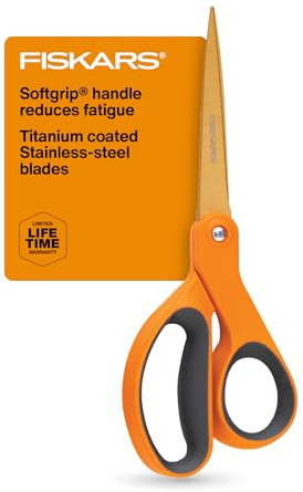 Fiskars SoftGrip Titan-Schere, Allzweckschere, 20,3 cm, gerader Griff, für Büro, Kunst und Handwerk, Orange