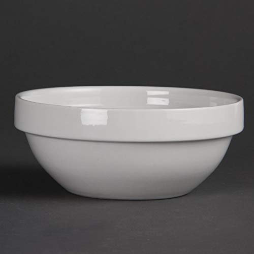 Olympia Bol empilable Whiteware 130 mm (lot de 12), 380 ml, porcelaine blanche, garantie à vie contre les ébréchures, passe au four au micro ondes, certifiée BS4034, CF354