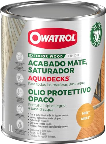 AQUADECKS OWATROL - Saturateur Mat - Saturateur Bois Extérieur - Sublimes les Bois Exotiques et Résineux - Châlets, Terrasses, Bardages, Pont de Bateaux - Polyvalent - Finition Mat Naturelle - 5L
