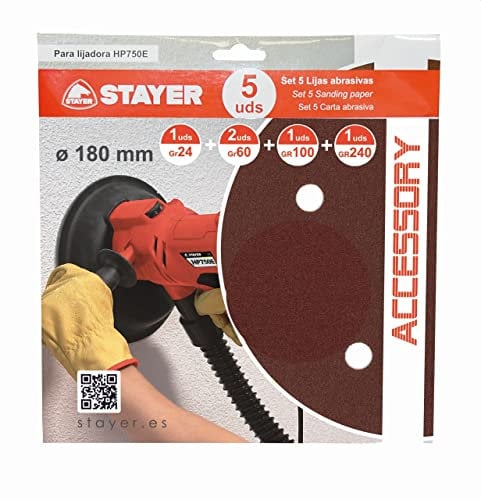 Stayer 12,471-Set 5 Lijas Gr24 Speciale Gotele Hp 750 E-Accesorio Levigatrice a Parete