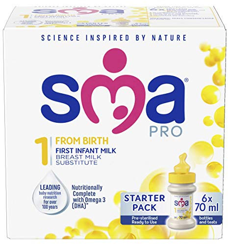 SMA PRO First Infant Milk, From Birth, Starter Pack, 70ml (Pack of 6)