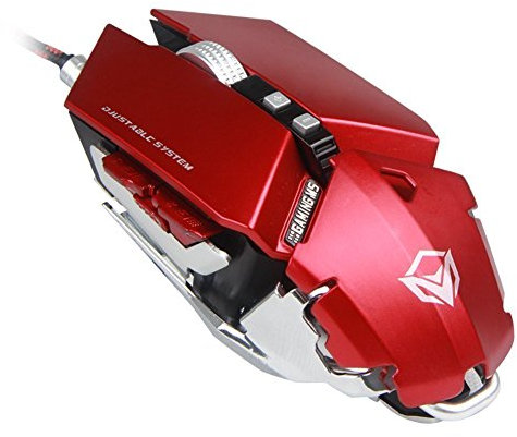MEETION Ratón gaming para PC 4000 DPI, sensor Avago 3050, 6666 FPS colores 10 botones boton macro 60 IPS cable 1,80m MT-M985 (Blanco RED)