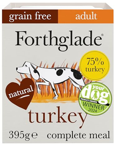 Forthglade Wet Dog Food (18 x 395g Trays) - Grain Free & Hypoallergenic Dog Food, Adult 1 Year+, Turkey with Vegetables, Complete Stomach Sensitive Meals with Natural Ingredients