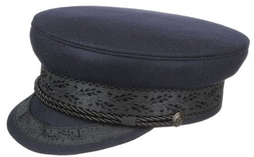 HAMMABURG Prinz-Heinrich-Mütze in Blau Herren - Größe L 58 cm - traditionelle Kapitänsmütze aus Tuch - Klassische Schirmmütze mit Kordel, an der Schiffermütze befestigt durch Ankermotiv-Knöpfe