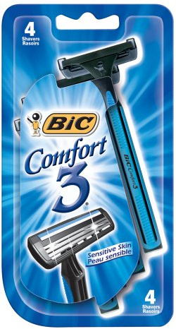 Bic Comfort 3 Razors for Men, Sensitive Skin, 4 Each (Pack of 3)