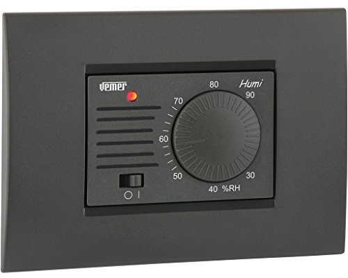 VEMER VE379400 HUMI - Umidostato Elettronico da Incasso 3 Moduli a Manopola, Alimentazione 230V, Grigio Antracite/Bianco