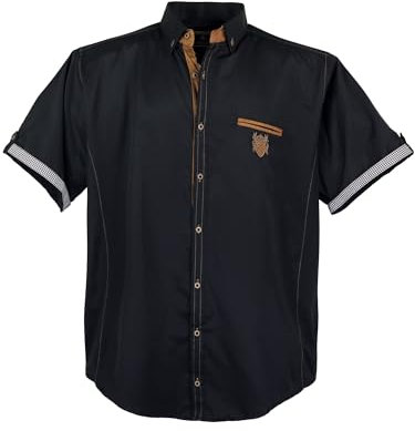 Lavecchia Übergrößen Herren Kurzarmhemd Freizeit Hemd 1128 (Schwarz, 6XL)