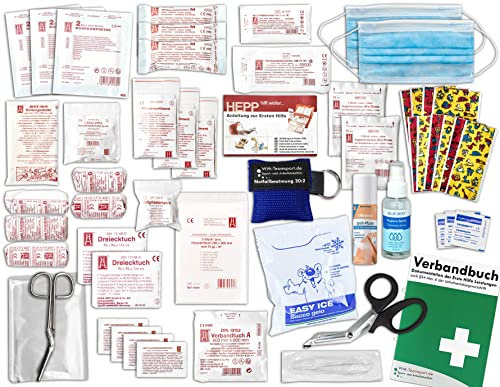 Komplett-Set Erste-Hilfe KITA PLUS 4 nach akueller DIN/EN 13157 für Betriebe incl. Sprühpflaster, Hygiene-Gel & Notfallbeatmungshilfe