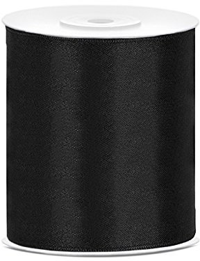 PD Tischband Satinband schwarz, 25 Meter x 10 cm