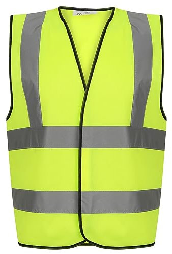 HuntaDeal Hi Viz Vis Vest High Visibility Reflect Workwear Safety Waistcoat, Yellow, S