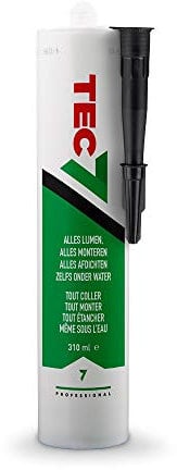 Tec7 Klebstoffe/Kleben, Montieren und Abdichten | Schwarz | 310ml | Einfach zu verarbeiten und für viele Materialien