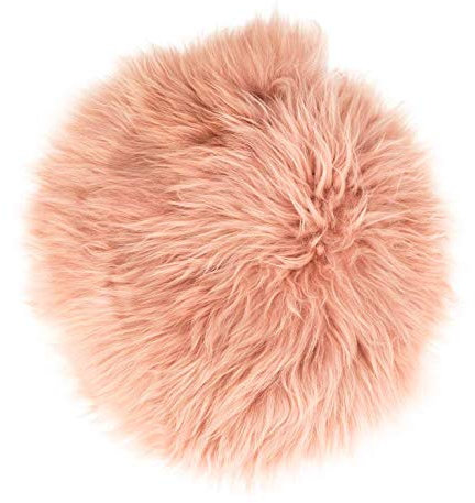 NaDeco Sitzkissen rund Lammfell Altrosa (Ø 34 cm) runde Lammfell Sitzauflage Fellauflage rund rundes Fellkissen Stuhlkissen in rund Schaffell Kissen Lambskin Pads