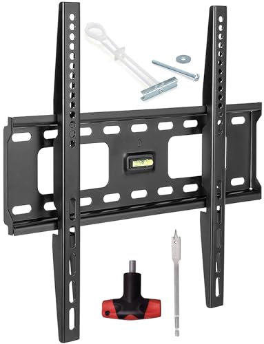 CondoMounts TVF8044 Studless Fixed TV Wall Mount | Universal NO-Drill | NO-Stud Mounting for All Wall Types | Holds 132lbs | Fits 32-60 TVs | Includes Elephant Anchor Set with T Shape Drill Bit