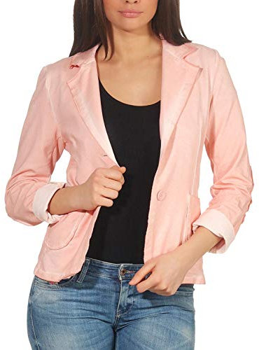 Malito Damen Blazer im Washed Style | Sakko im Basic Look | Kurzjacke mit Knöpfen | Jacke - Jackett - Blouson 1652 (M, Hellrosa)