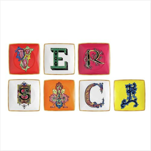 Versace by Rosenthal - Schale, Teller, Schälchen - Holiday Alphabet 7teiliges Set - 12 x 12 cm - Porzellan