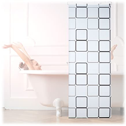 Relaxdays, Semitrasparente Tenda a Rullo Square, Impermeabile, Vasca & Doccia, Montaggio a Soffitto, 80x240 cm, 240 x 80 x 5 cm