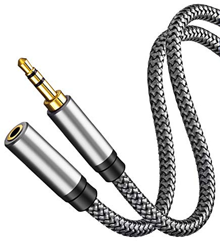 Tan QY Audio Extension Cable 3Ft,Audio Auxiliary Stereo Extension Audio Cable 3.5mm Stereo Jack Male to Female for Phones, Headphones,Tablets and More (3Ft/1M, Silver)