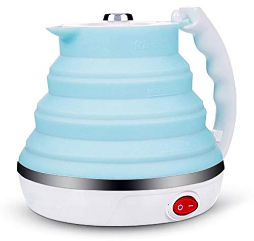 POOPFIY Viajes hervidor de Agua Plegable Hervidor eléctrico Plegable de Silicona Que acampa Portable Hervidor Hervir la protección Seca eléctrica Plegable,Blanco