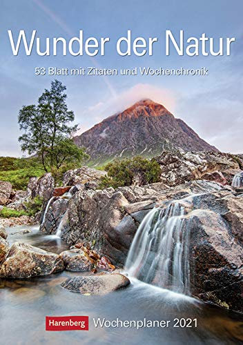 Wunder der Natur - Kalender 2021 - Harenberg-Verlag - Wochenkalendarium - 53 Blatt mit wundervollen Aufnahmen und Zitaten - Wandkalender mit Platz zum Eintragen - 24,8 cm x 36 cm - Küchenkalender