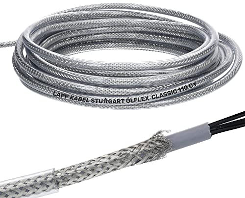 10 Meter Lapp 1135752 Ölflex Classic 110 CY geschirmte Steuerleitung 2x0,5 mm² ohne grün-gelbem Schutzleiter I geschirmtes Kabel 2 adrig I Steuerkabel 2 adrig mit Schirm I Außenmantel transparent