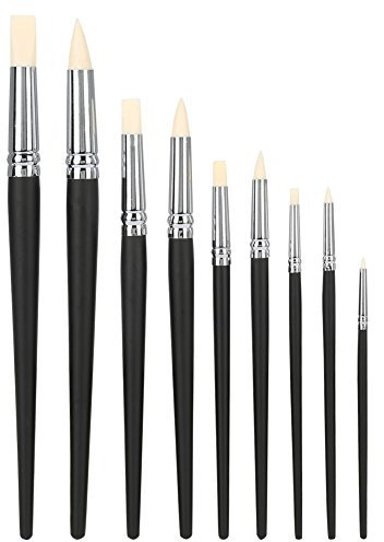 9PCS Ton Keramik Werkzeuge, schwarzer Holzgriff Gummi Entfernen von Spuren Werkzeug Ton Handwerk Keramik Schnitzen Modellieren Zubehör Silikon Weichkopf Ton Skulptur Formstift
