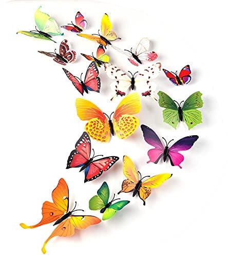 TUPARKA 36 Stück 3D Schmetterlinge Deko Schmetterling Wanddeko Butterfly Wandsticker 3D Wandtatoo Schmetterlinge Balkon Deko (Farbe mischen)