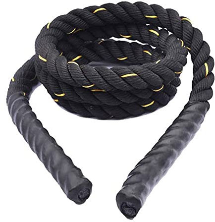 GTHTTT Cordes d'entrainement Battle Rope Corde Ondulatoire Corde à Sauter pour Fitness, Boxe, Double Unders, Crossfit, Gym,d'or,25mmx3m