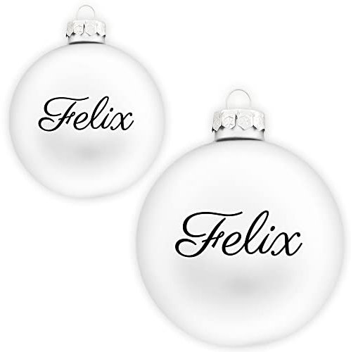 Coverlounge Christbaumkugel personaliert aus Glas | Weihnachtskugel mit Name| Ø 6cm oder 8cm in Weiß (Matt) | für Weihnachten