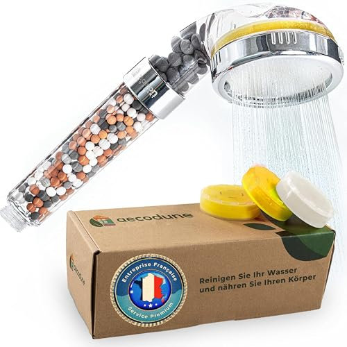 aecodune Pommeau Douche XL Vitamine C Premium avec Filtre Eau - DEVENEZ SUBLIME - Douchette Anti Calcaire, Élimine 99% Chlore & plus - Beauté & Pureté - Filtre à Eau Eco avec Senteurs & Pression
