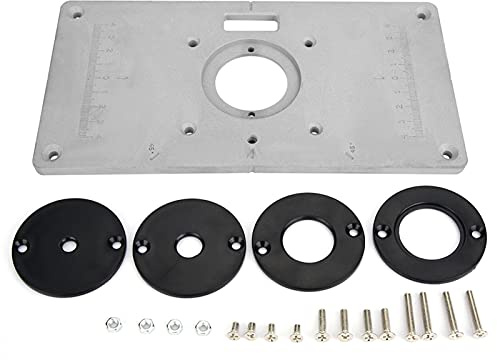 Placa de inserción de mesa, 235mm x 120mm x 8mm, enrutador de aluminio para carpintería DIY, placa de inserción de mesa y anillo para bancos de carpintería