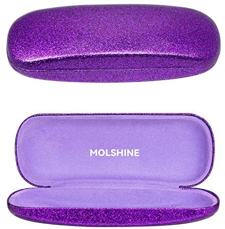 molshine MOLSHIEN Hartschalen-Glitzer-Brillenetui, tragbares Brillenetui für Frauen, Mädchen, Reisen, Studieren, Arbeiten (lila)