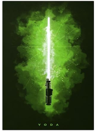 Displate Offiziell Star Wars MetallPoster Magnetische Befestigung Inklusive Lizenziert Bilder Hochwertiges Poster Star Wars - Lightsabers - Yoda Poster 45 cm x 32 cm