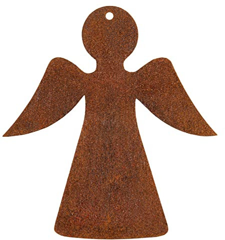 Deko Kind - Rostiger Engel - 8x9cm - Wetterbeständig - Edelrost - Rost Gartenstecker - Metall - Gartenfigur - Rost Deko - Wanddeko - Rostengel - Engelsfigur