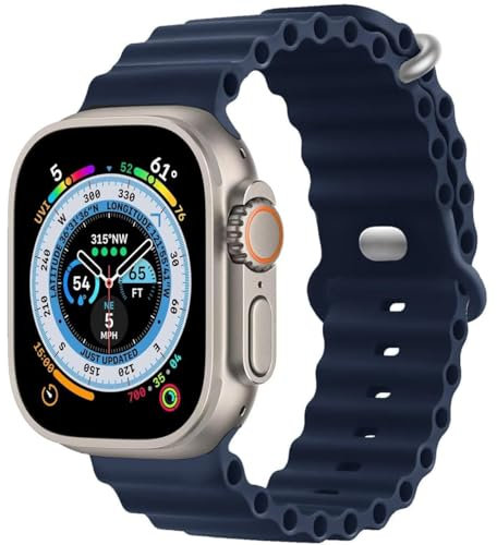 MroTech Silikon Ocean Armband für Apple Watch Ultra 2 / Ultra 49mm 45mm 44mm, Soft Sport Armband für Watch Serie Ultra 10 9 8 7 6 5 4 3 2 1 SE Ersatzarmband, 49/45/44/42 mm Blau