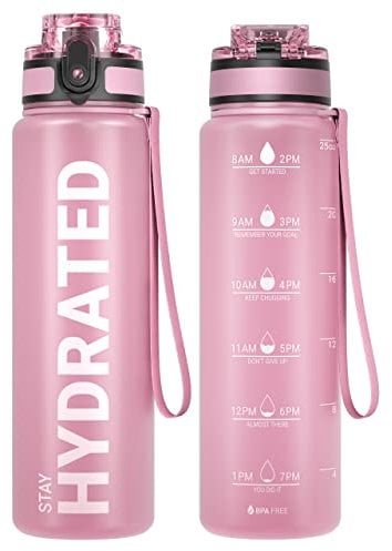 Sahara Sailor Leakproof Water Bottle 750ML, Tritan BPA Free Motivational Sport Drinks Bottle with Clear Time Marker, Lock Cover, Easy Clean Brush, Durable for Gym, School, Hiking, Cycling (1 Bottle)