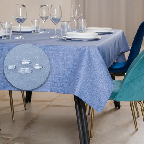 Tischdecke Outdoor Abwaschbar 140x140 Blau Gartentischdecke Tischdecken Wetterfest Wachstuchtischdecke Table Cloth Made in Italy für Den Außenbereich Tischtuch