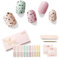 NAILOG Semi Cured Gel Nail Strips Glossy & Long Lasting Soft Gel Finish (20 Extra Long Stickers) | Wraps,Pastel Quail Eggshell